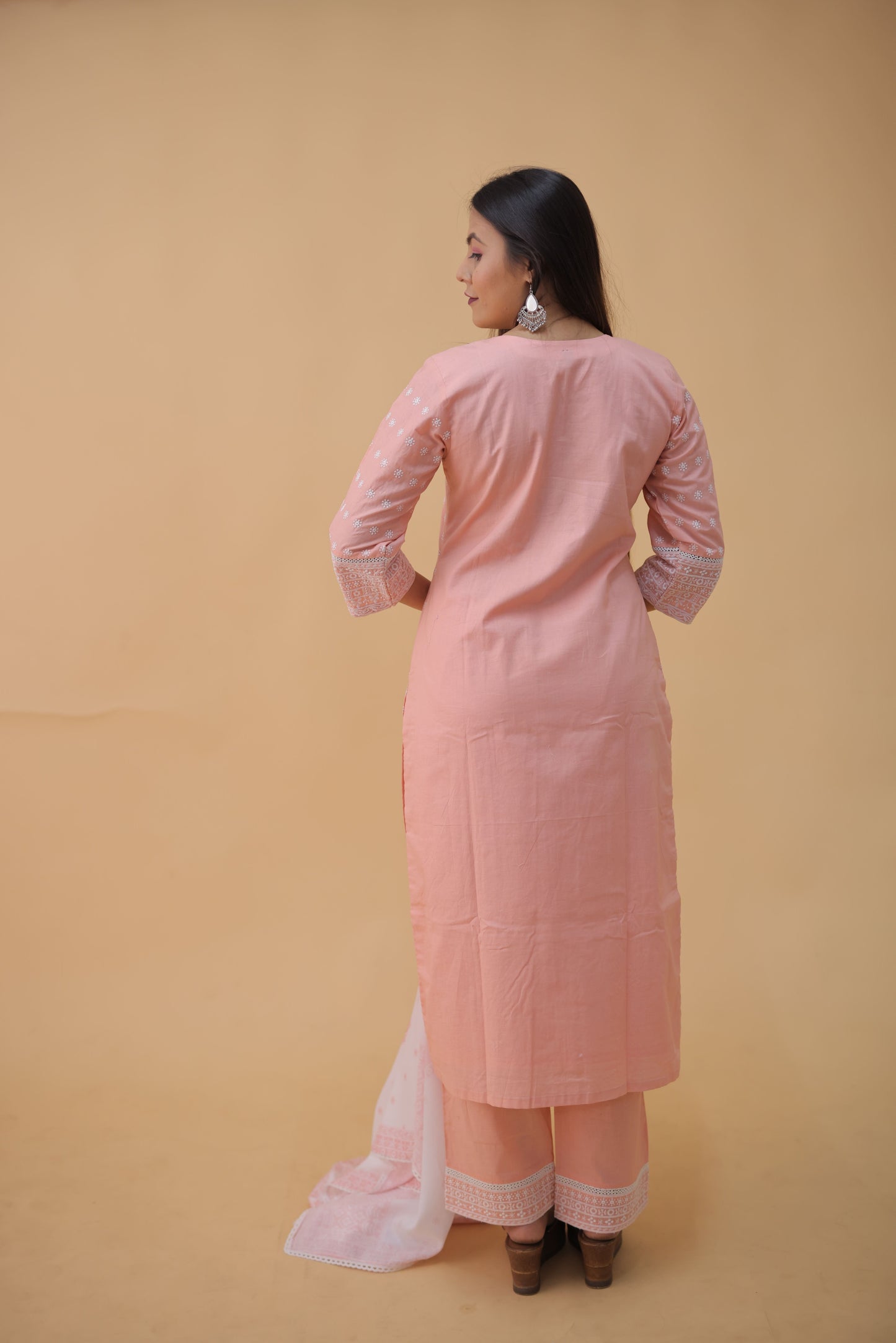 Coral Mist Schiffli Kurta Set