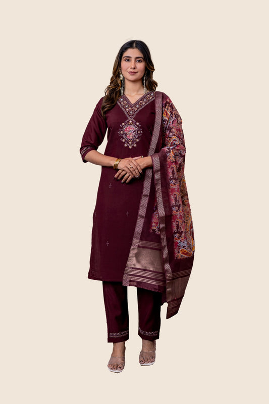 Elegant Straight Kurti Pant Dupatta Set