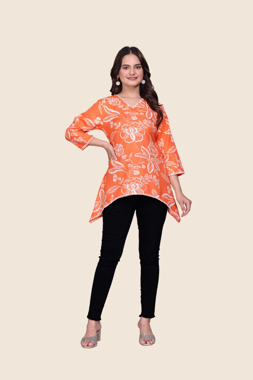 Indigo Bloom Asymmetric Tunic