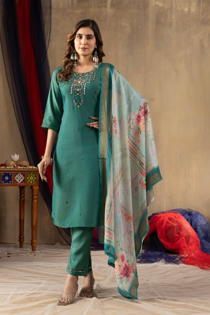 Radiant Charm Kurti Pant Dupatta Ensemble