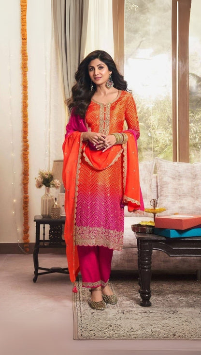 Sitara Embroidered Ombre Kurti with Festive Flair