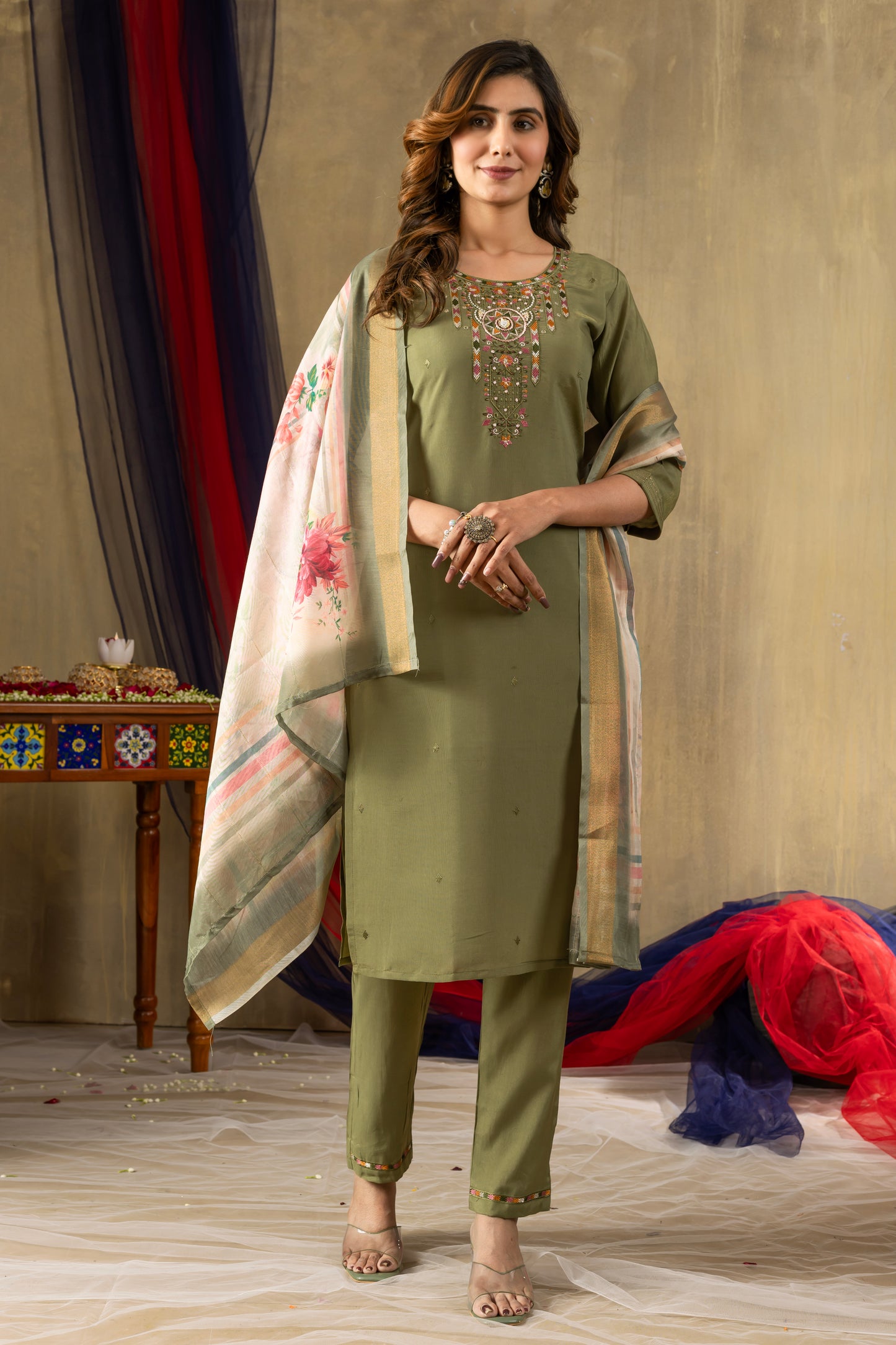 Radiant Charm Kurti Pant Dupatta Ensemble