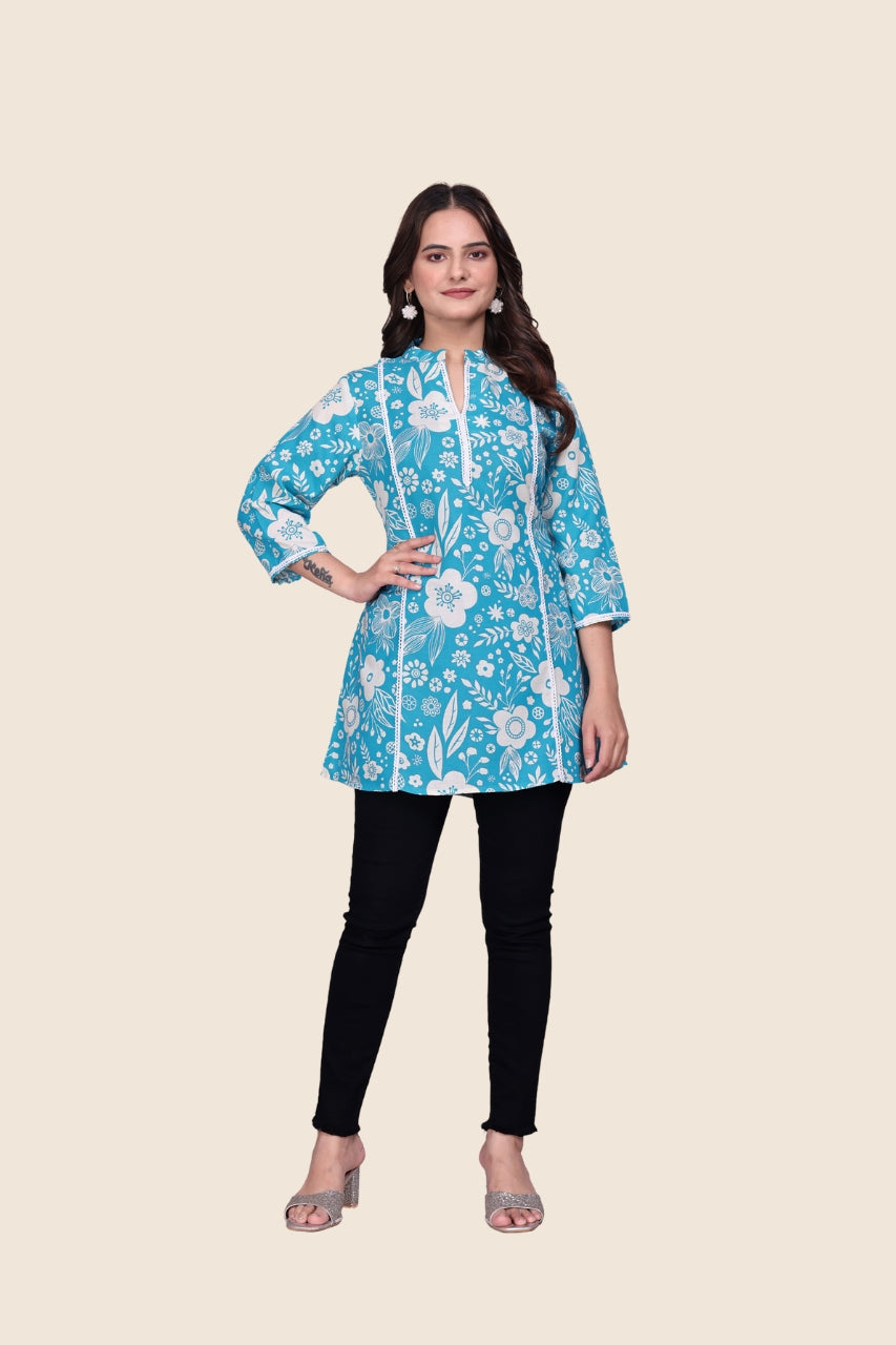Floral Meadow Schiffli Tunic