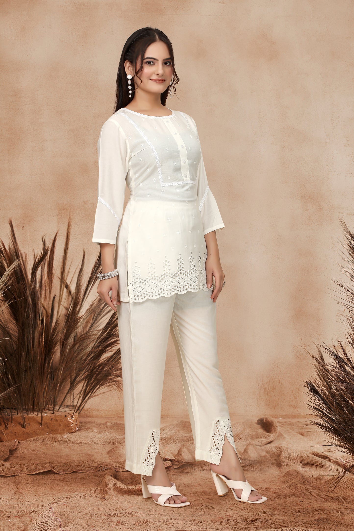Ivory Charm Two-Piece Shiffli Ensemble