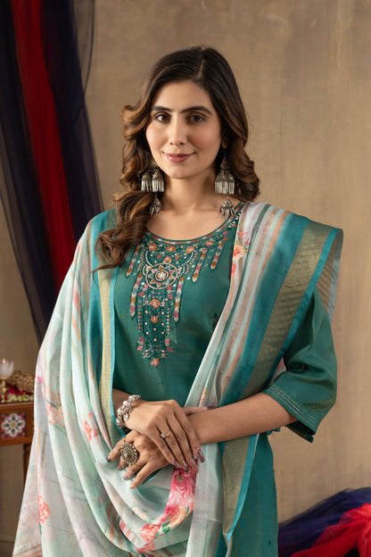 Radiant Charm Kurti Pant Dupatta Ensemble