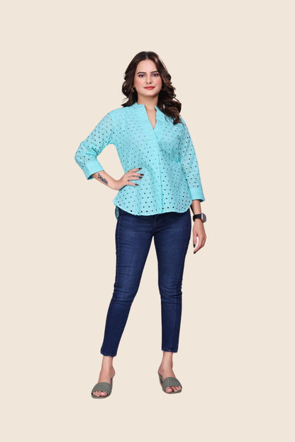 Mist Shiffli Cotton Shirt