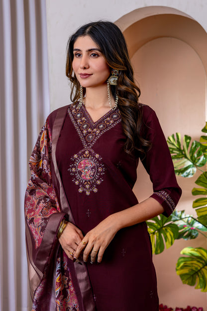 Elegant Straight Kurti Pant Dupatta Set