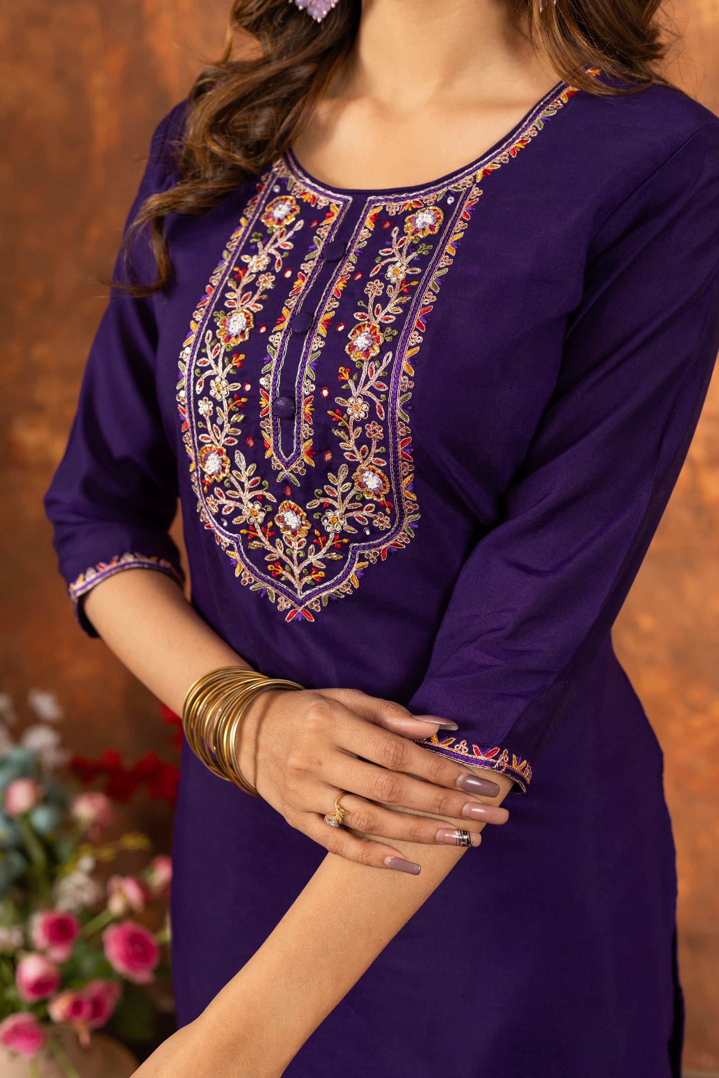 Elegant Marina Silk Straight Kurti Pant Dupatta Set