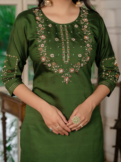 Elegant Straight Kurti Pant Dupatta Set