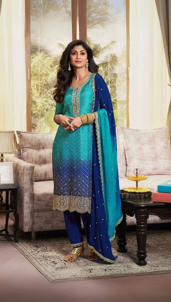 Sitara Embroidered Ombre Kurti with Festive Flair