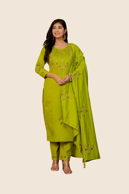 Elegant Straight Kurti Pant Dupatta Set