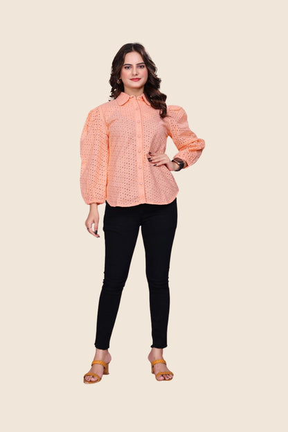 Sunbeam Shiffli Puff Sleeve Shirt