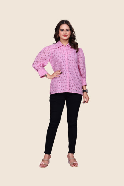 Breeze Puff Sleeve Shiffli Shirt