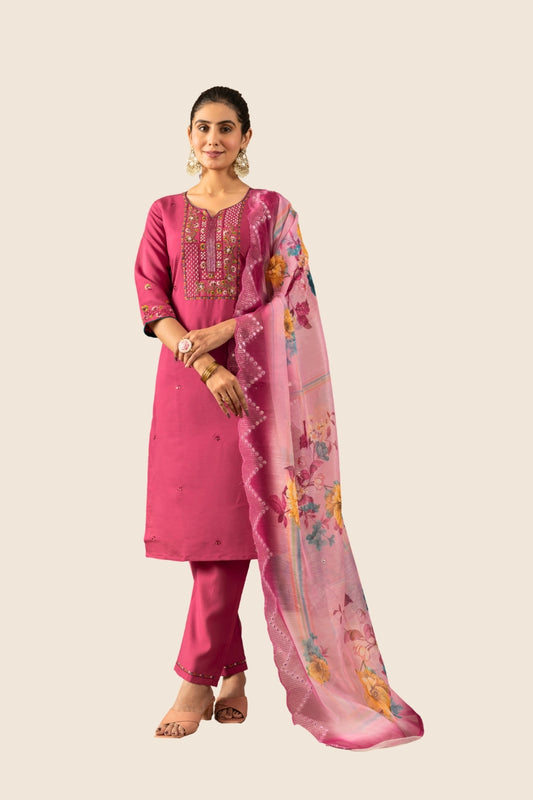Elegant Straight Kurti Pant Dupatta Set