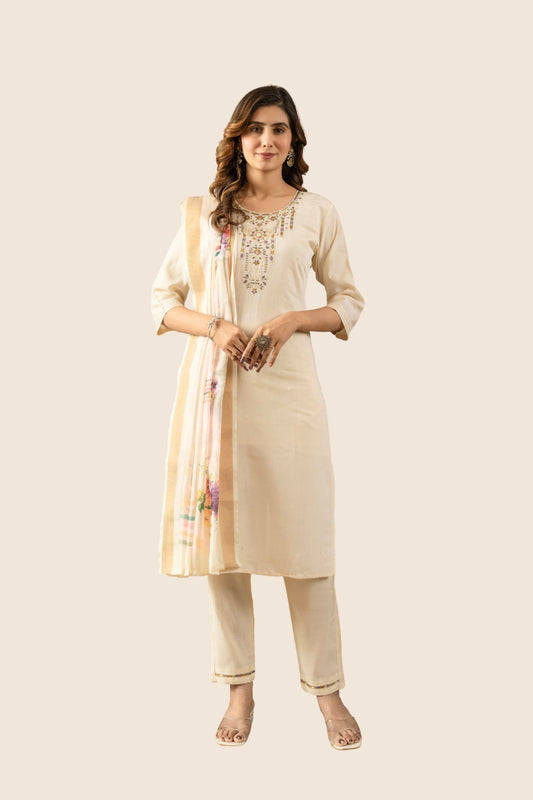 Radiant Charm Kurti Pant Dupatta Ensemble