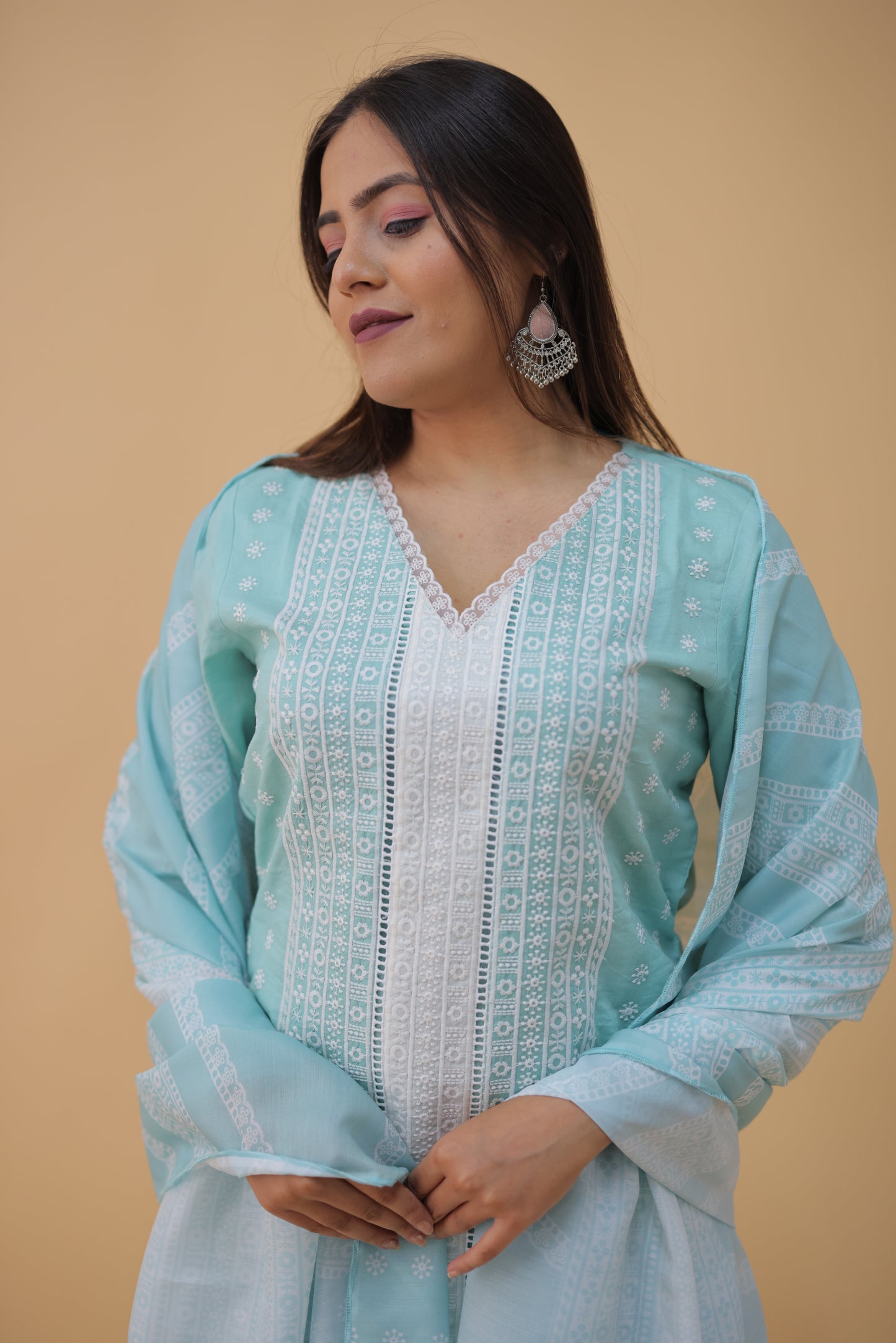 Misty Bloom Schiffli Kurta Set