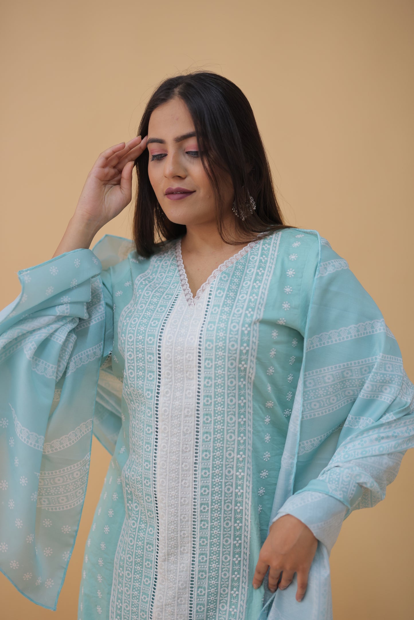 Misty Bloom Schiffli Kurta Set