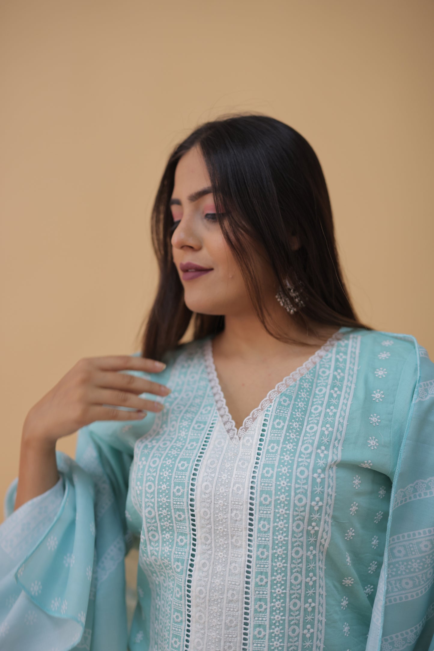 Misty Bloom Schiffli Kurta Set
