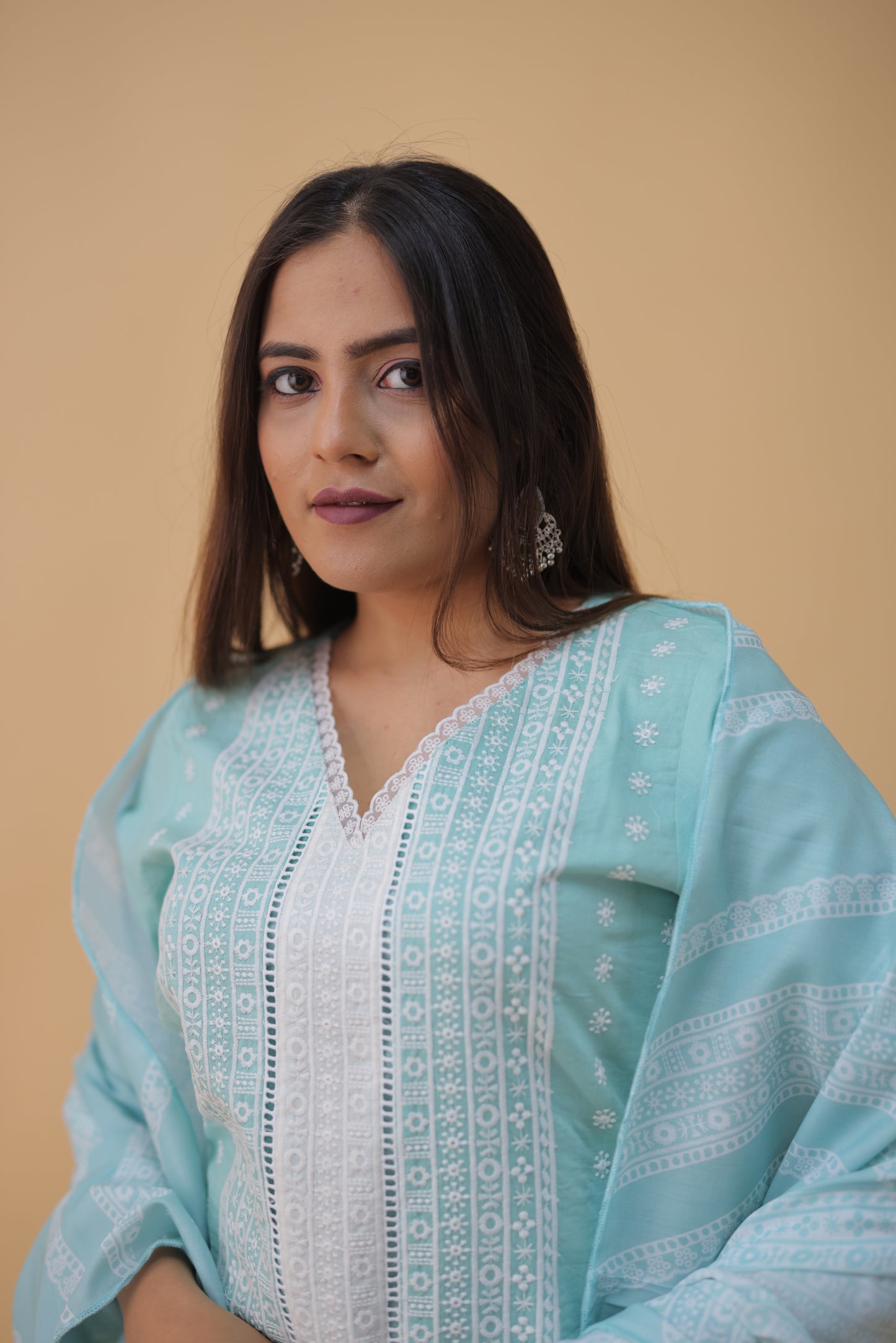 Misty Bloom Schiffli Kurta Set
