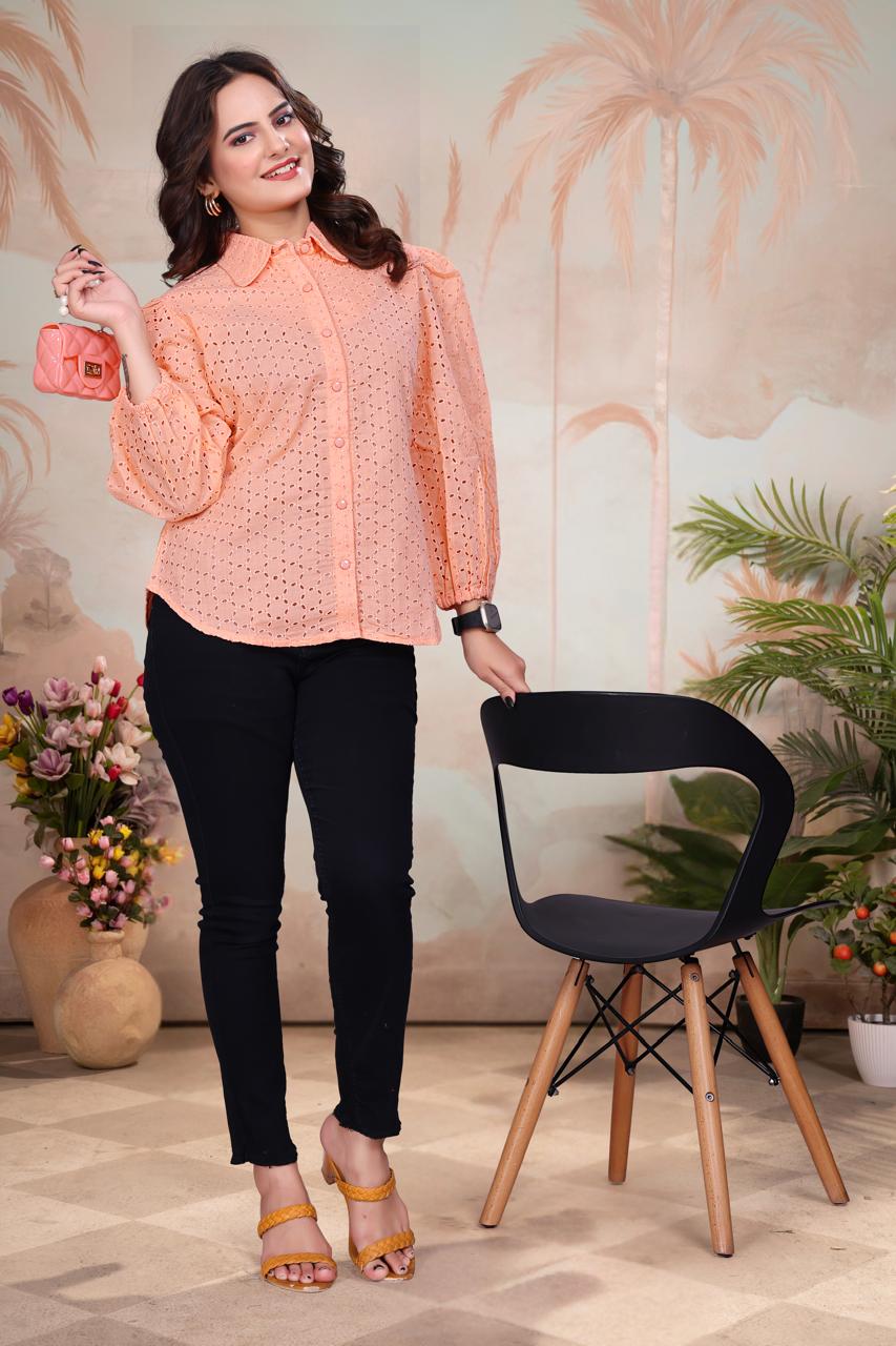 Sunbeam Shiffli Puff Sleeve Shirt