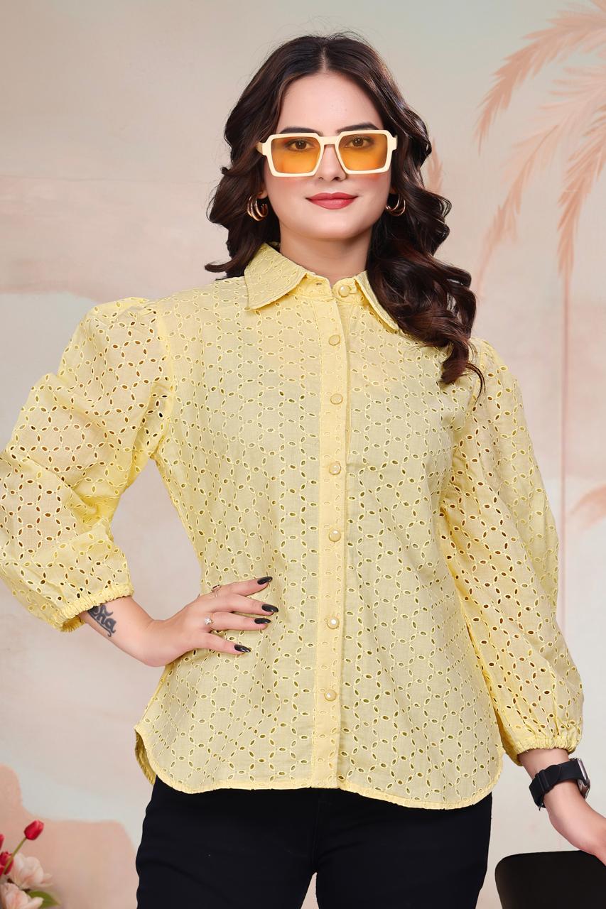 Sunbeam Shiffli Puff Sleeve Shirt