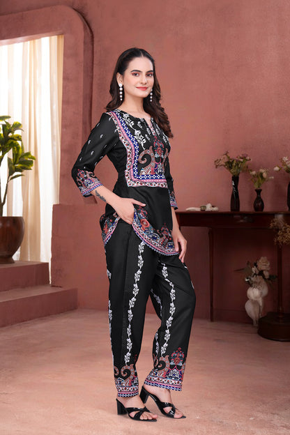 Black & Red Premium Digital Printed Co-Ord Set