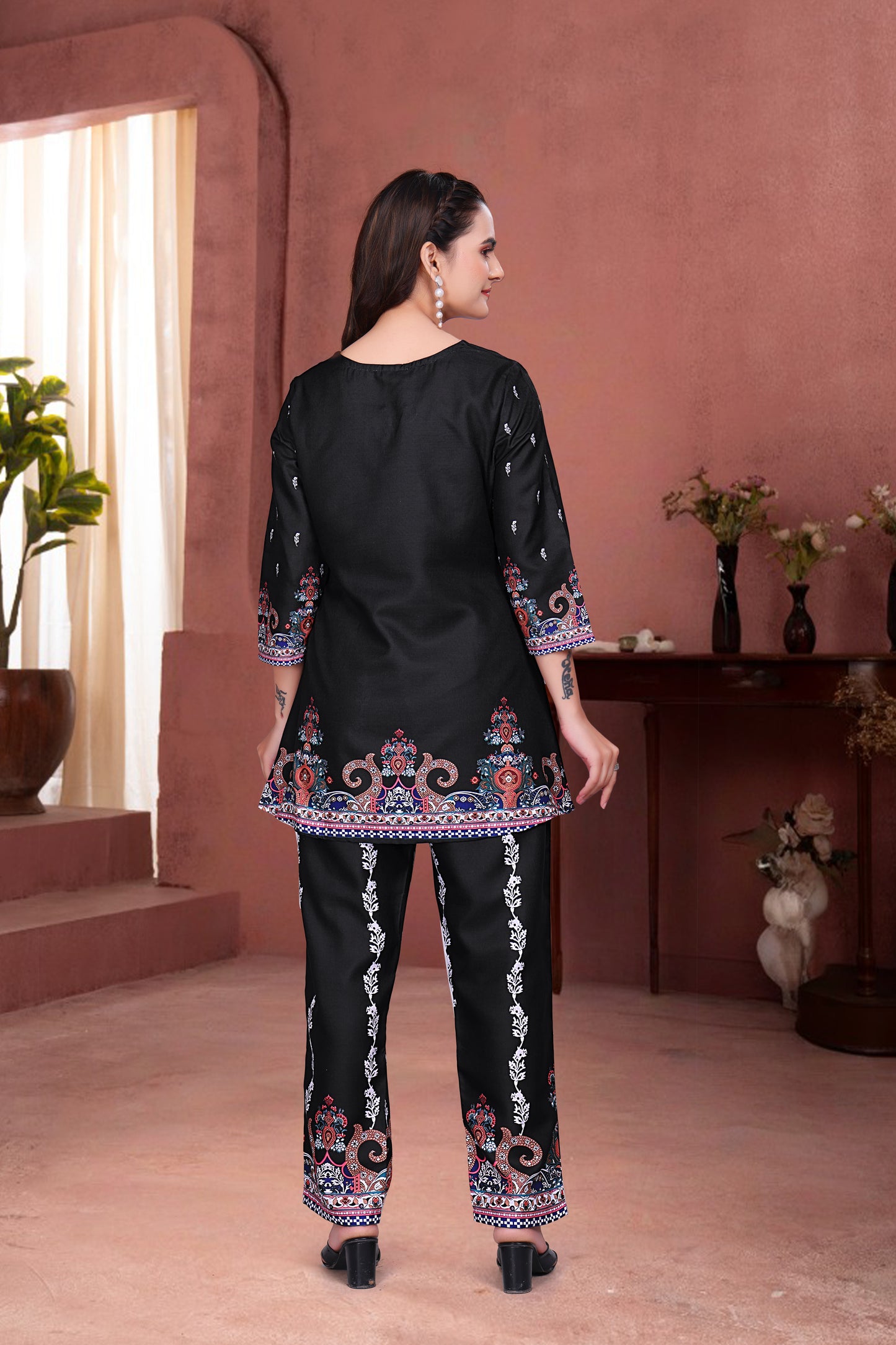 Black & Red Premium Digital Printed Co-Ord Set