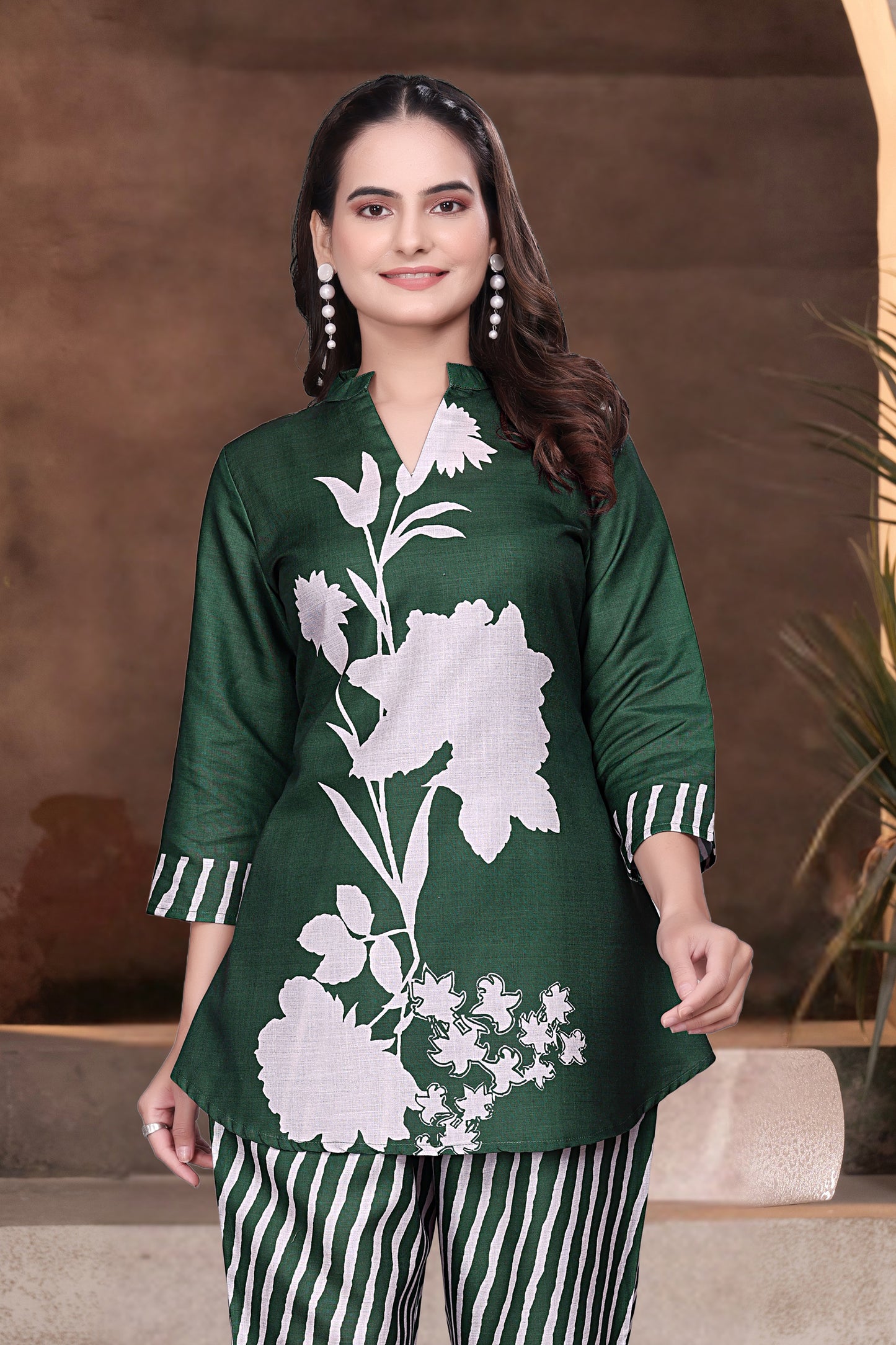 Elegant Green Floral Digital Printed Co-Ord Set