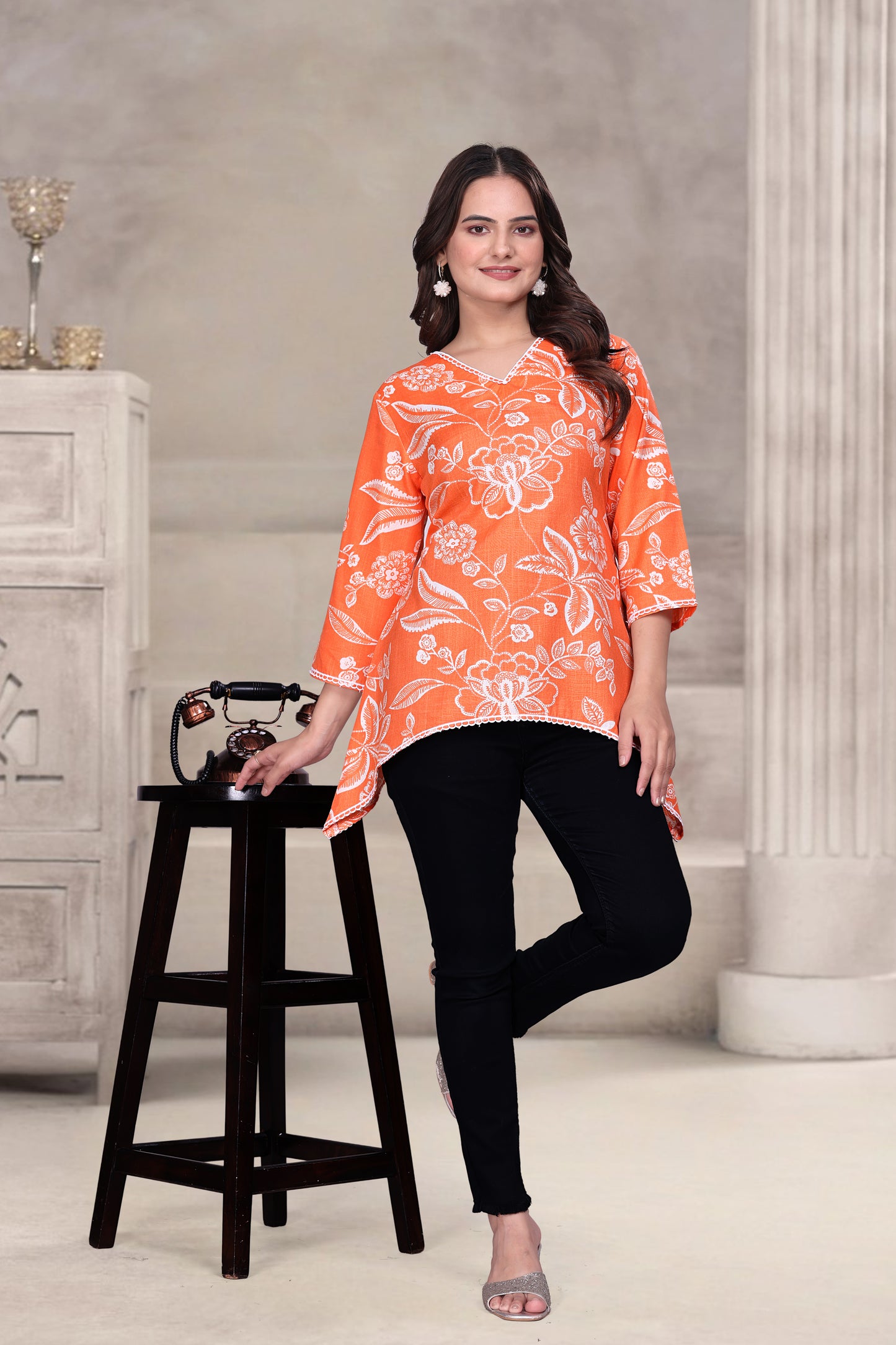 Indigo Bloom Asymmetric Tunic