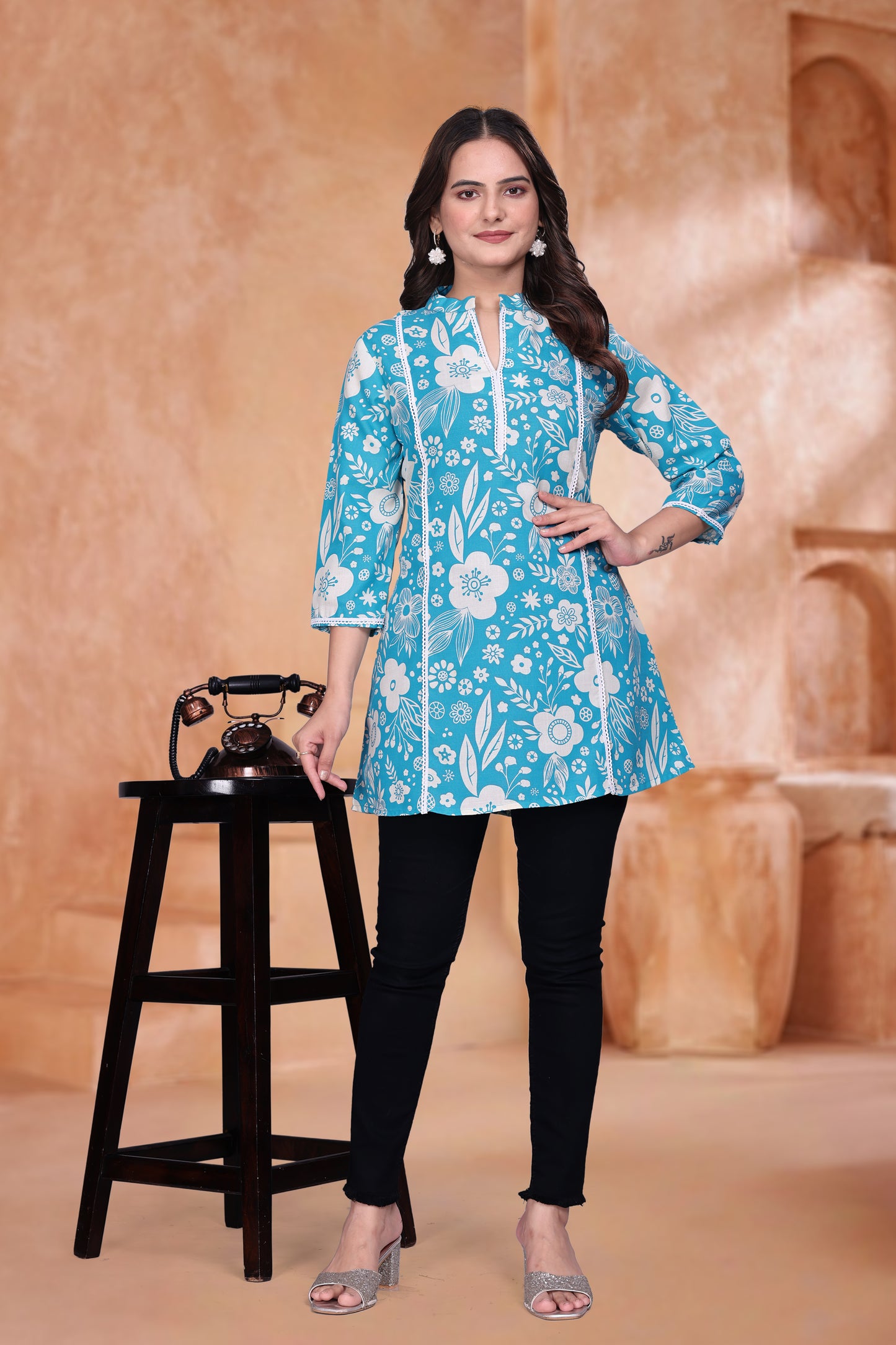 Floral Meadow Schiffli Tunic