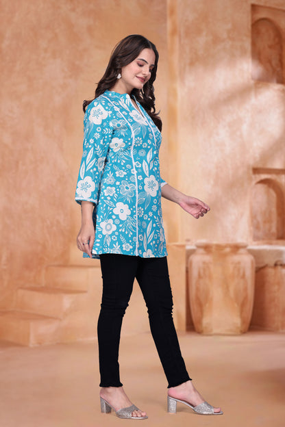 Floral Meadow Schiffli Tunic