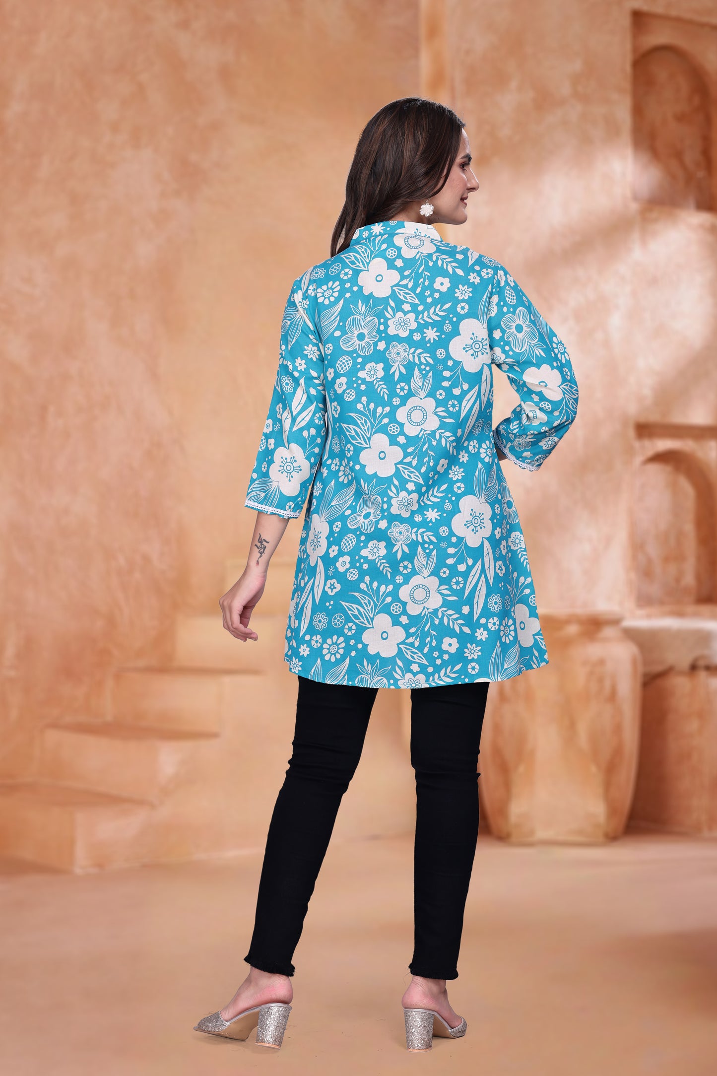 Floral Meadow Schiffli Tunic