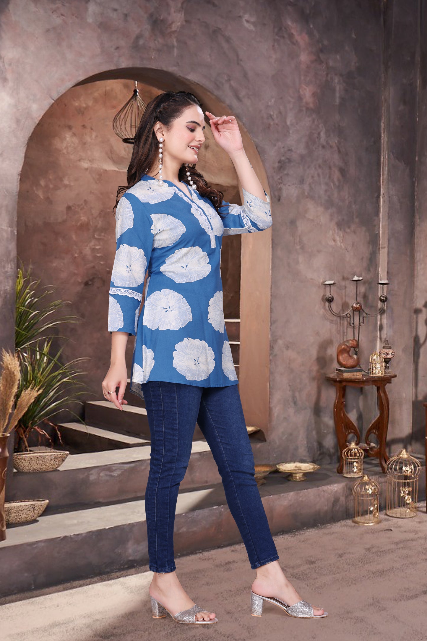 Blossom Bloom Printed Short Kurti