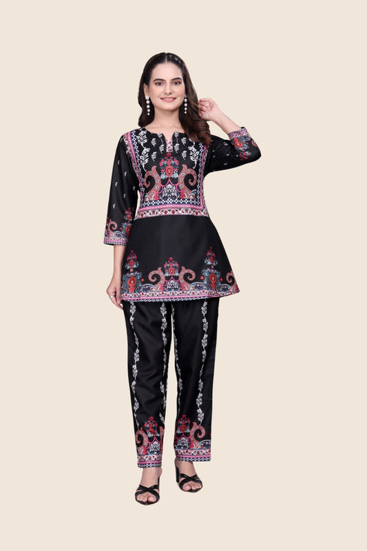 Black & Red Premium Digital Printed Co-Ord Set