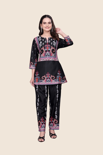Black & Red Premium Digital Printed Co-Ord Set