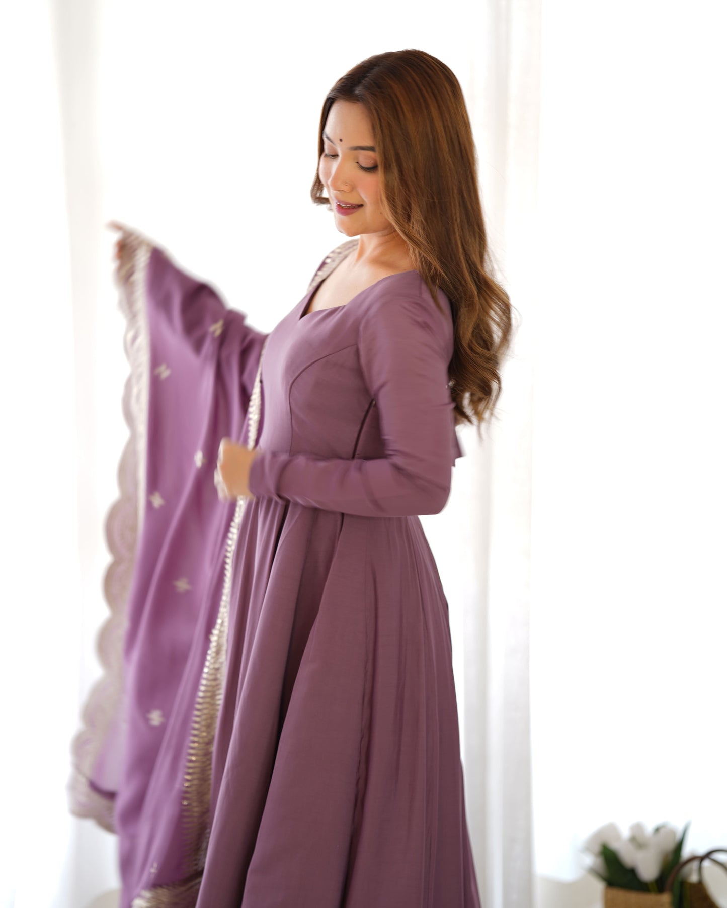 Royal Flair Anarkali Set in Premium Romansilk Chanderi