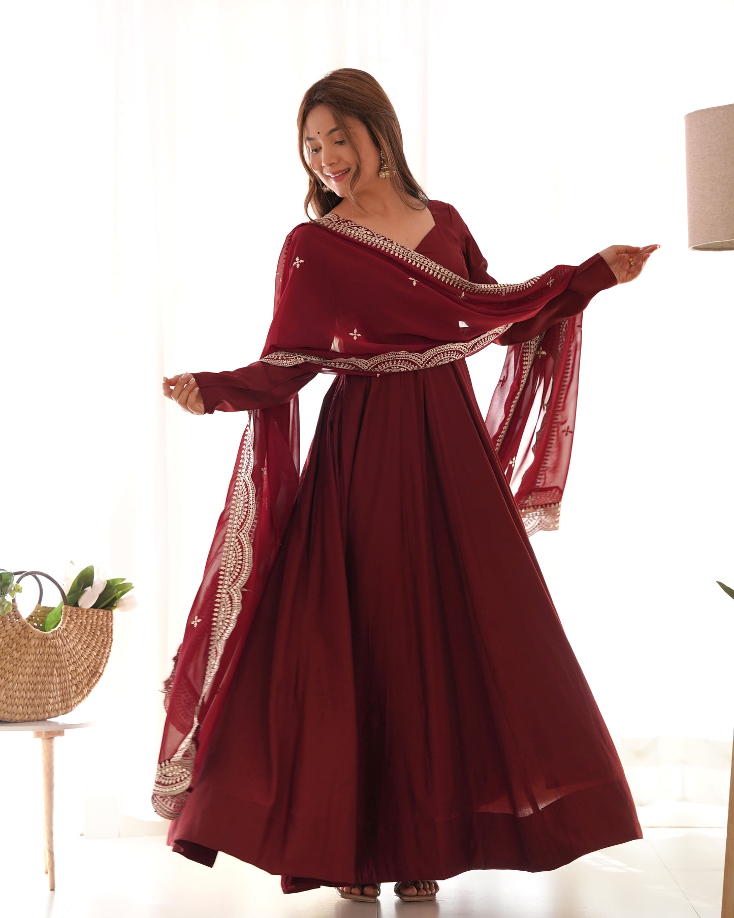 Royal Flair Anarkali Set in Premium Romansilk Chanderi