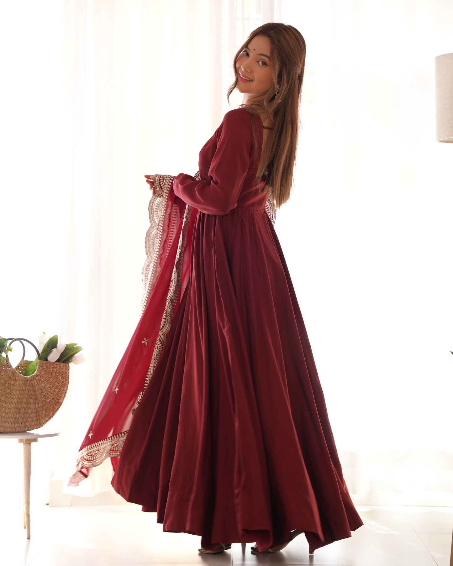 Royal Flair Anarkali Set in Premium Romansilk Chanderi