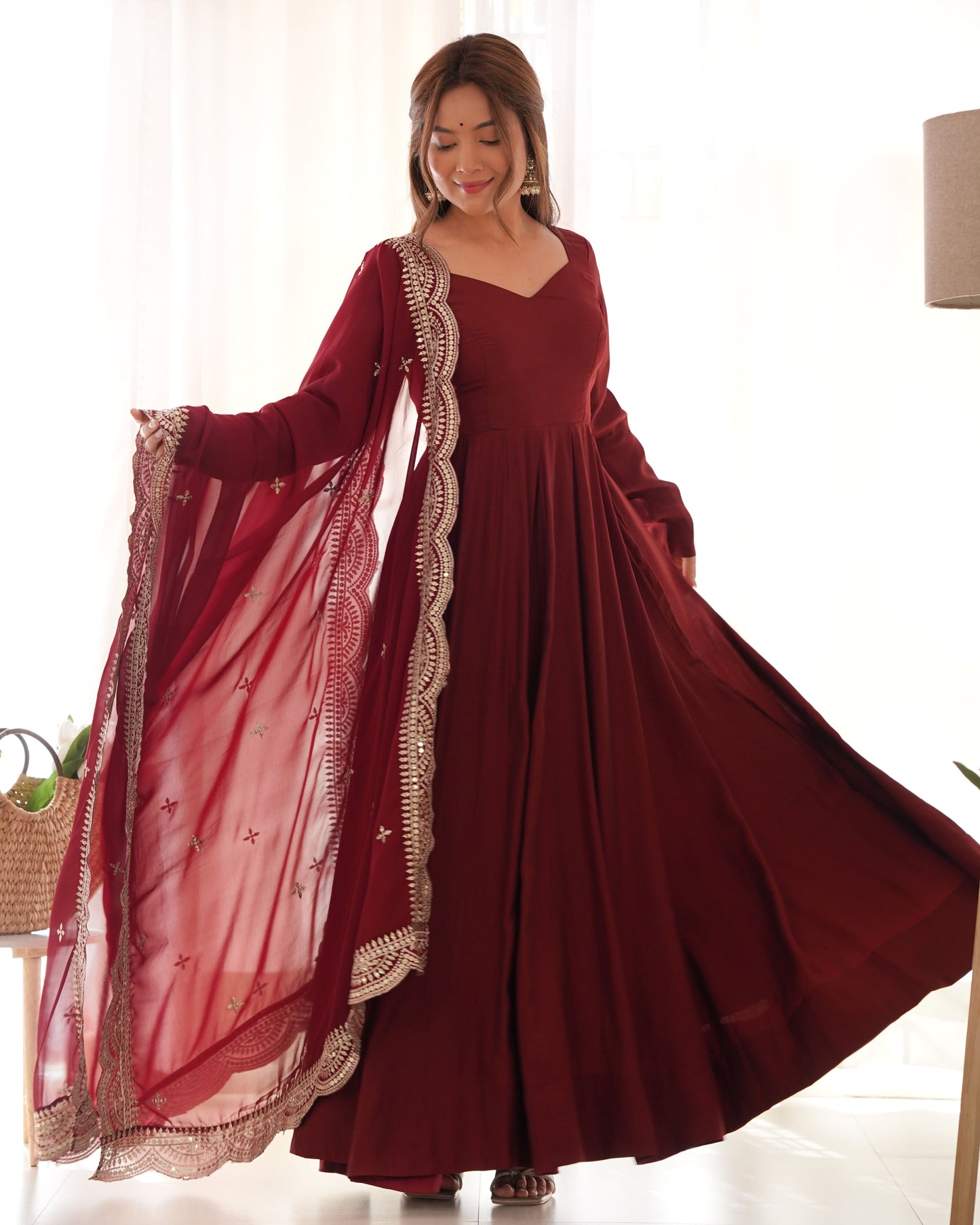 Royal Flair Anarkali Set in Premium Romansilk Chanderi