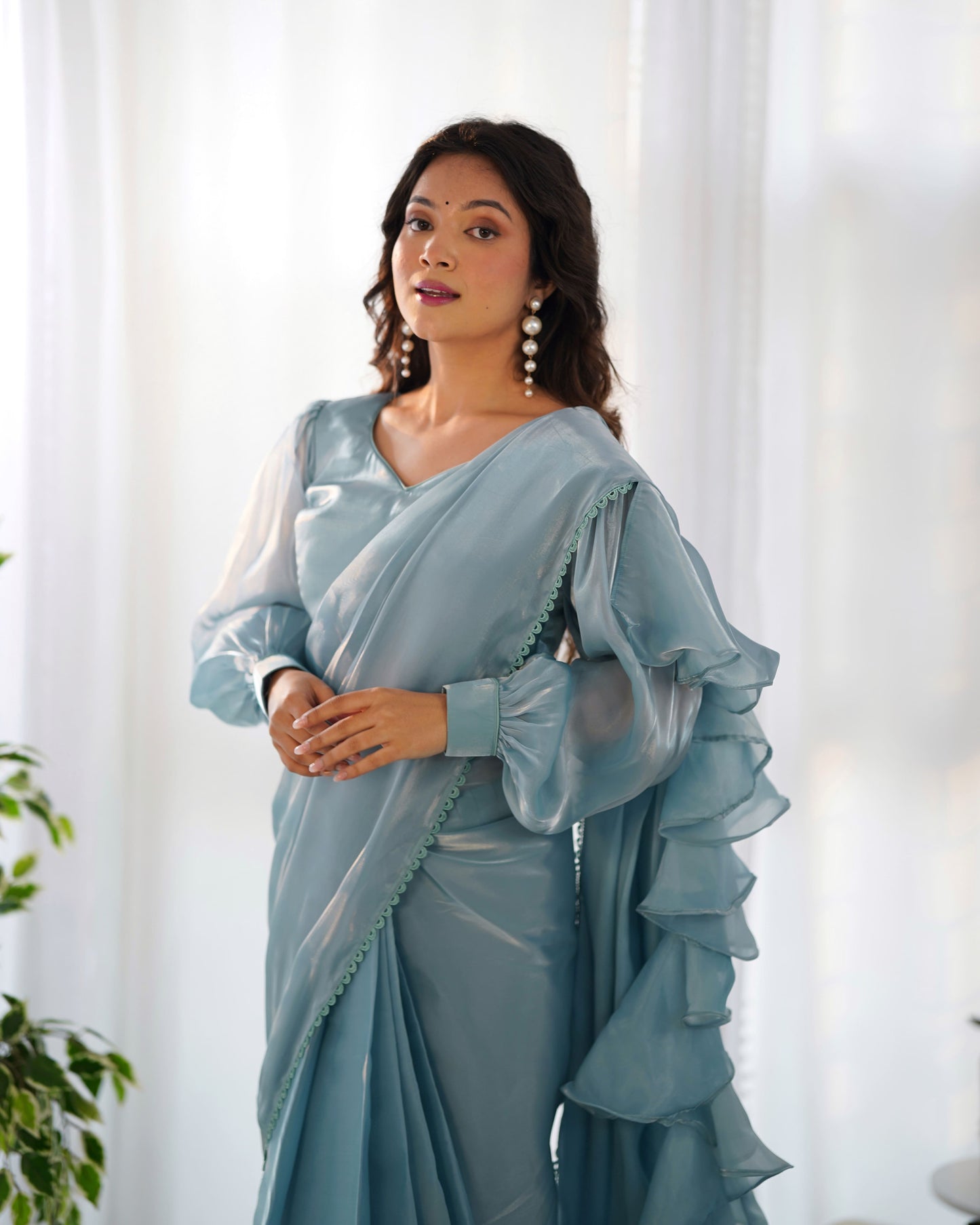 Midnight Ruffle Jimmy Choo Saree