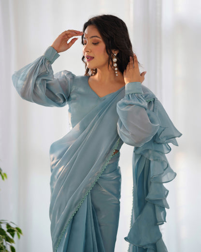 Midnight Ruffle Jimmy Choo Saree