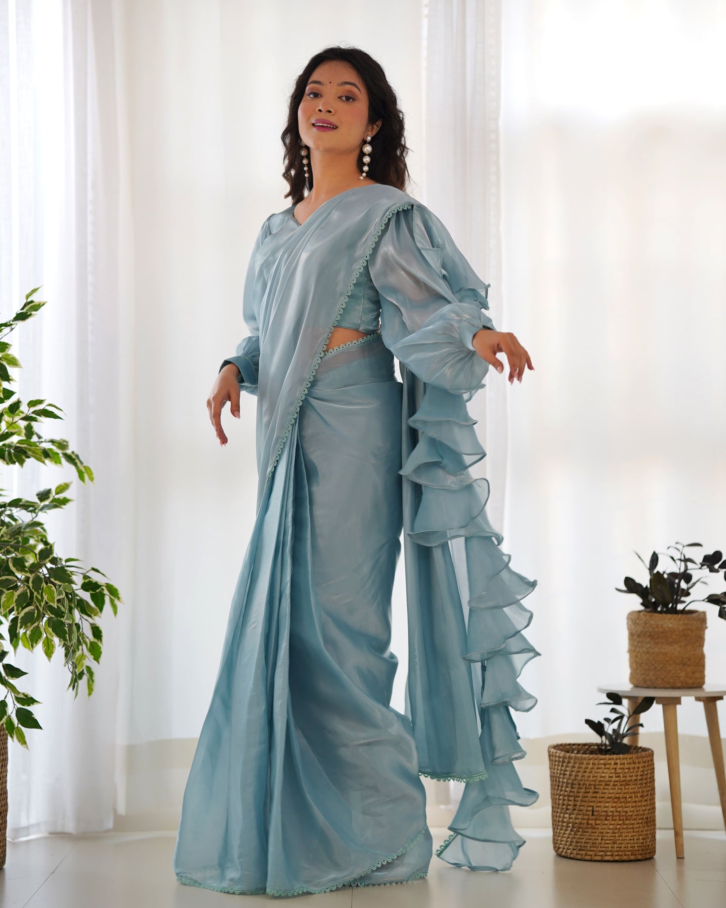 Midnight Ruffle Jimmy Choo Saree