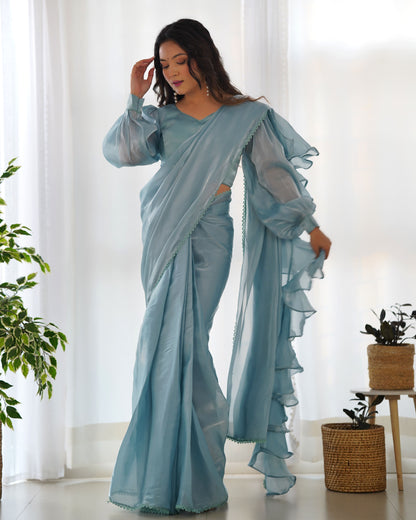 Midnight Ruffle Jimmy Choo Saree