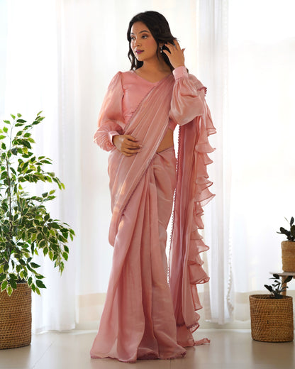 Midnight Ruffle Jimmy Choo Saree