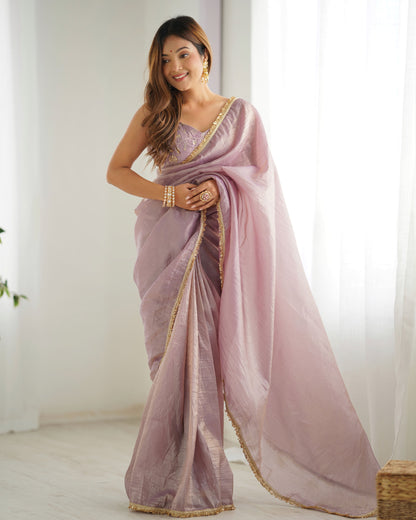 Golden Glow Crushed Tissue Silk Ready-to-Wear Saree