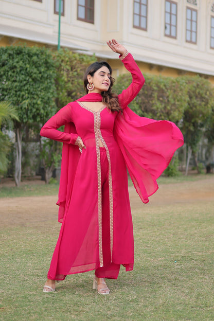 Cherry Muse Ethnic Wear with Gold Lace Accents