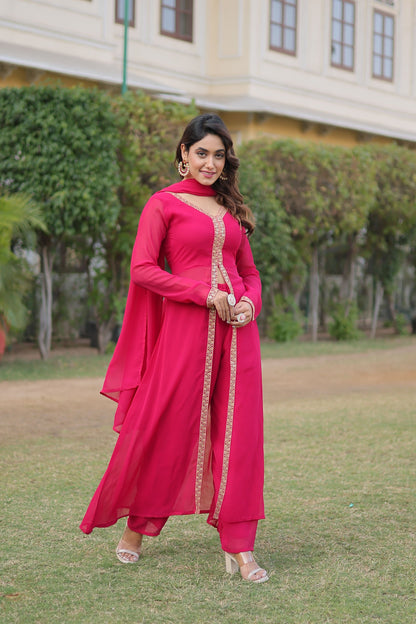 Cherry Muse Ethnic Wear with Gold Lace Accents