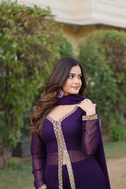 Cherry Muse Ethnic Wear with Gold Lace Accents