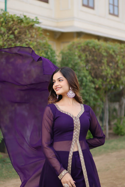 Cherry Muse Ethnic Wear with Gold Lace Accents