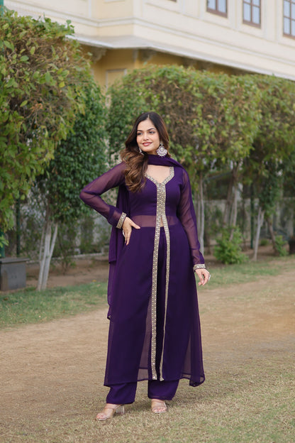 Cherry Muse Ethnic Wear with Gold Lace Accents